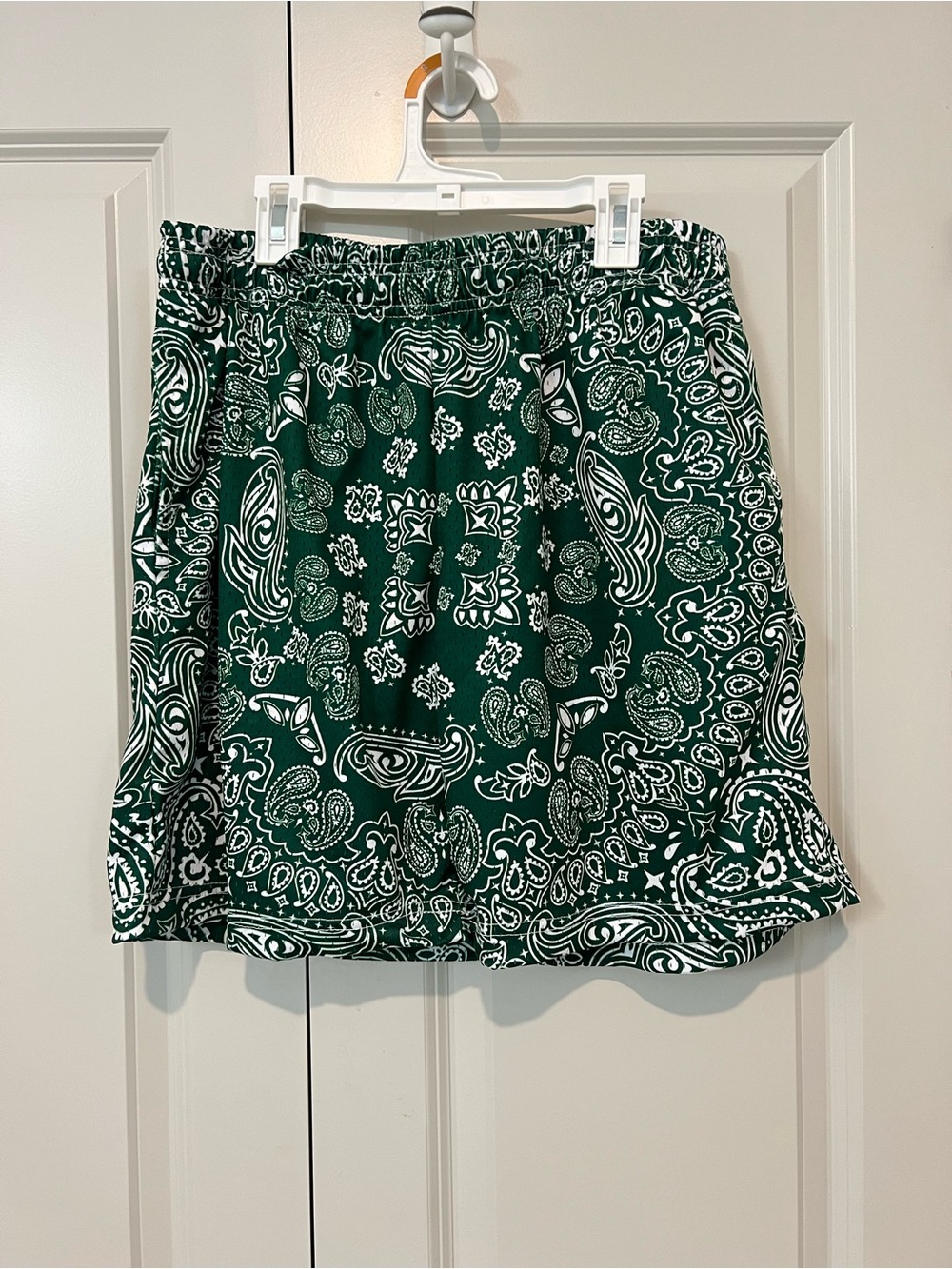 Green Paisley Mini Skirt with Elastic Waist